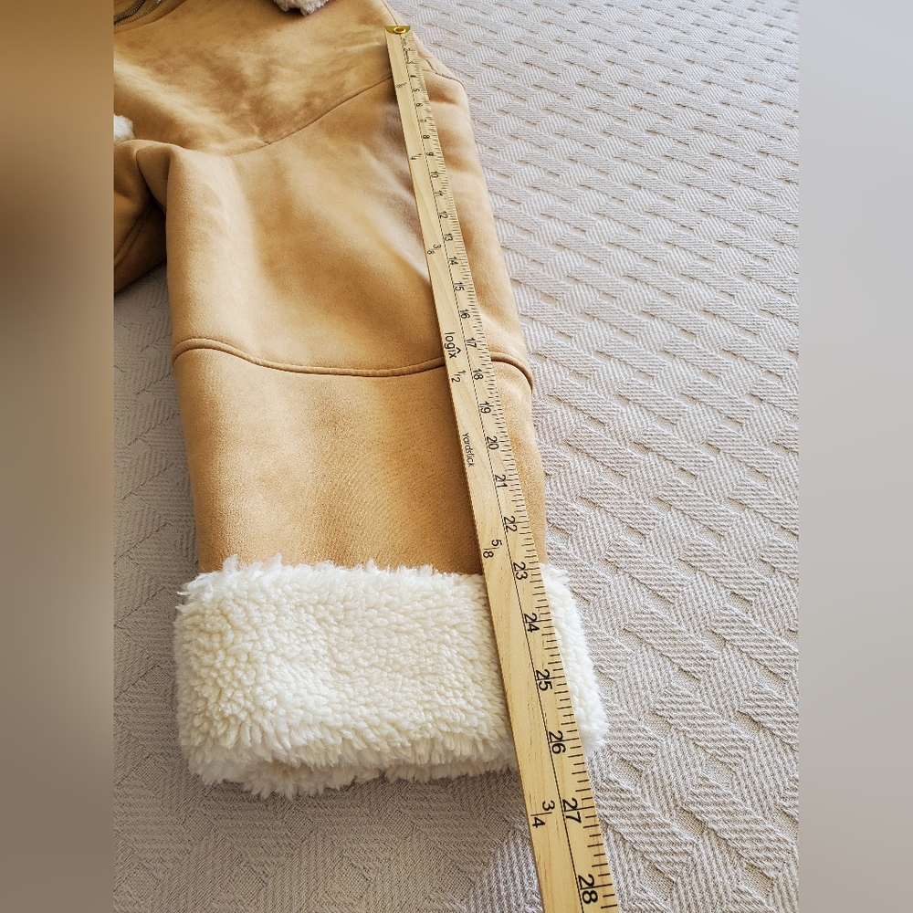 Gap Women's XXL Tall Vegan Suede Sherpa-Trim Jacket Brannan Brown NWT - Picture 11 of 15